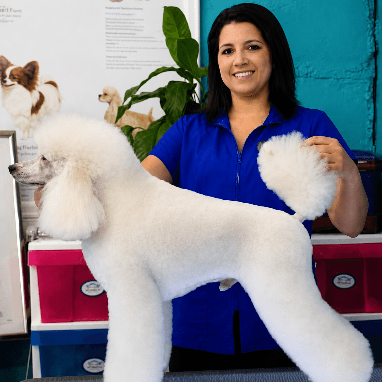 Fernanda, International Master Groomer, in her studio