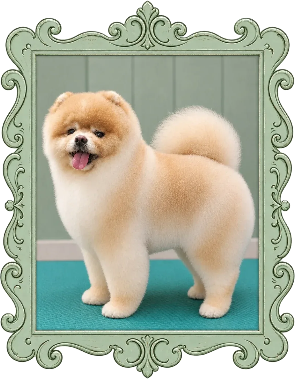 A dog with a soft, freshly brushed coat after a full groom