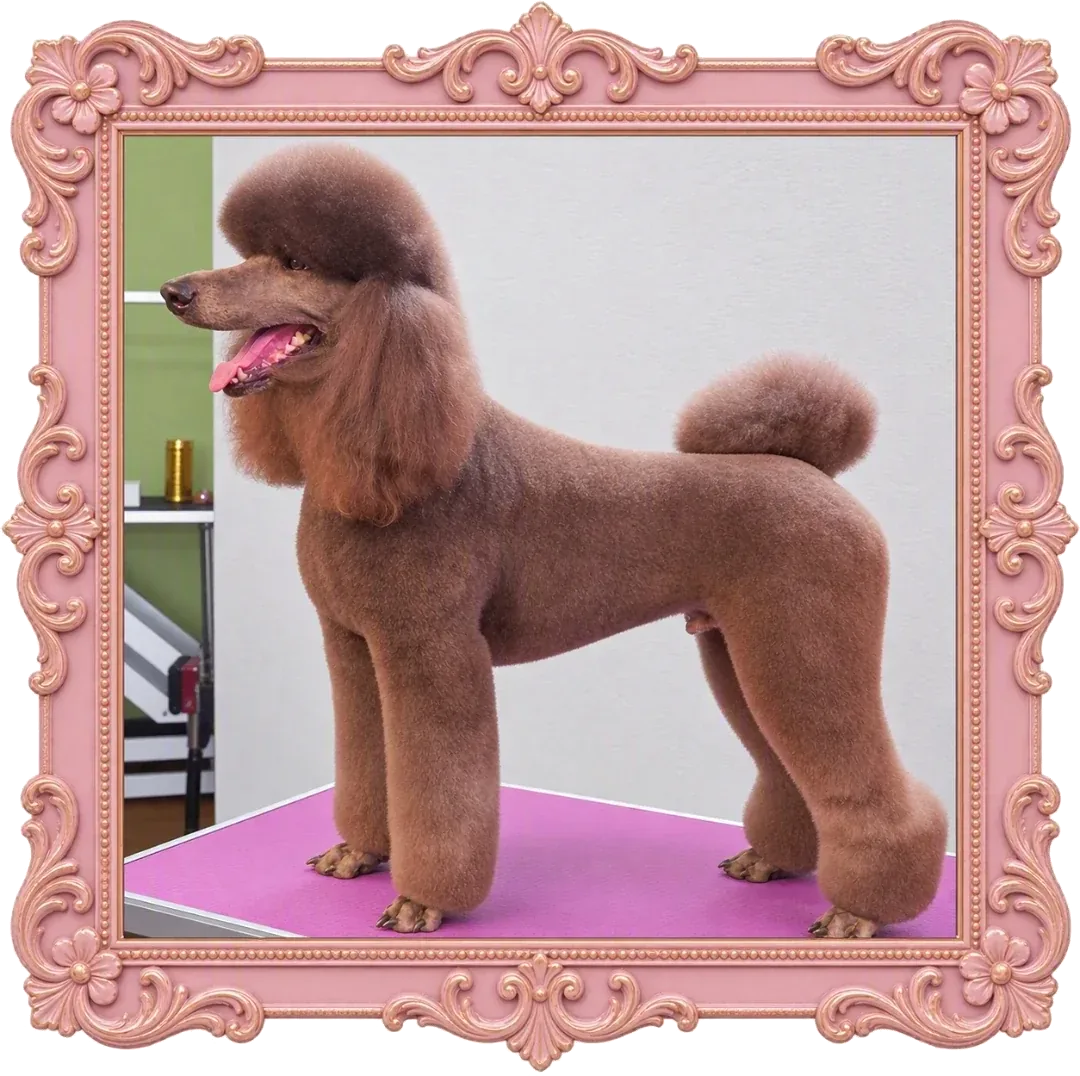 A dog with a bright, freshly groomed look
